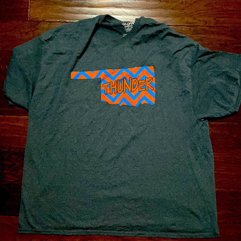 3 XL, Oklahoma thunder short sleeve gray T-shirt, bought at local boutique
